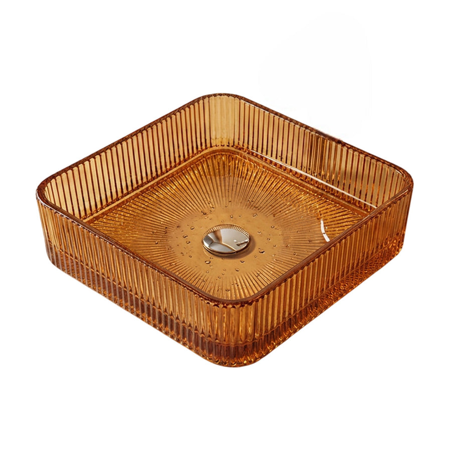 Drop Square Glass Bathroom Basin Orange
