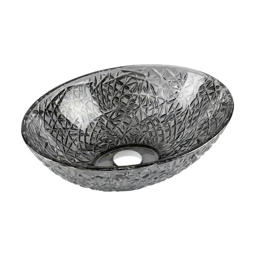 Drop Decorative Oval Glass Wash Basin Grey