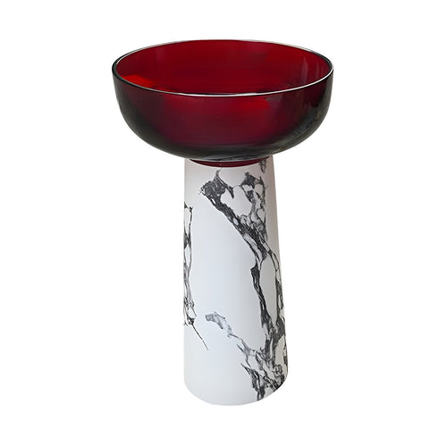 Drop Decorative Wash Basin White Marble × Red