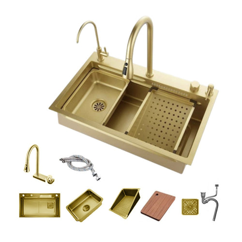 Smart Kitchen Nano Kitchen Sink 76×48 cm Gold