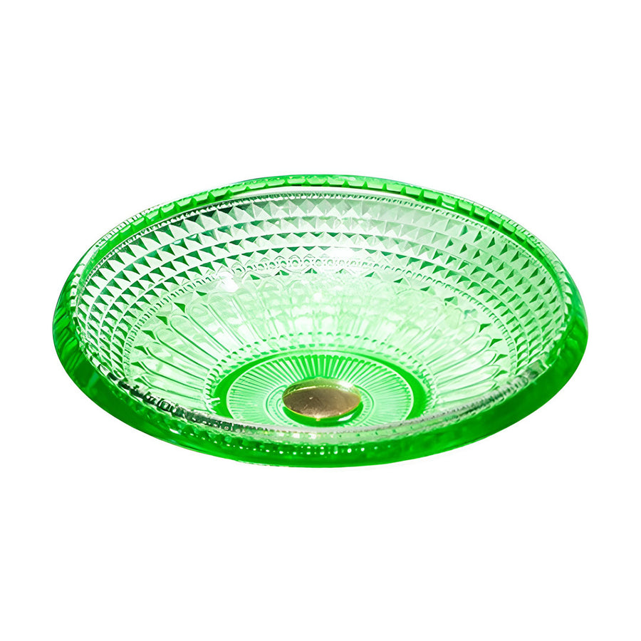 Drop Decorative Round Glass Wash Basin Green