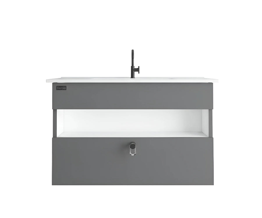 Beroia Furniture Unit with Washbasin 80×46 cm Dark grey