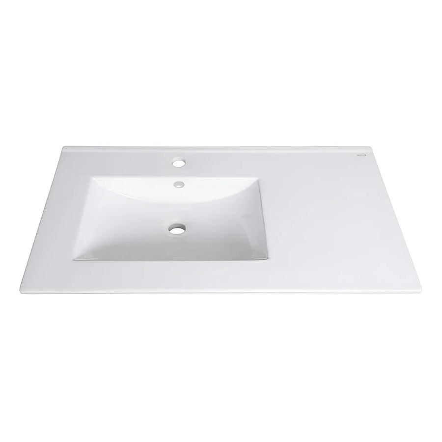 Imported Chinese white washbasin 80 cm with left-side opening