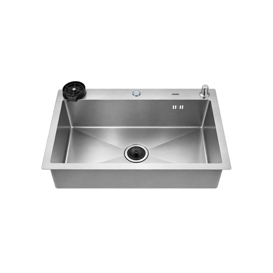 Hans Handmade Kitchen Sink 77 × 48 cm Stainless with Drain