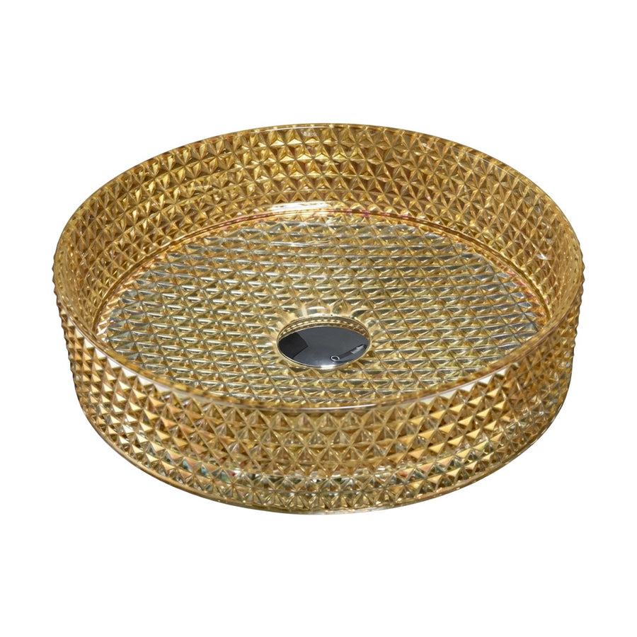 Drop Decorative Round Glass Countertop Wash Basin Gold