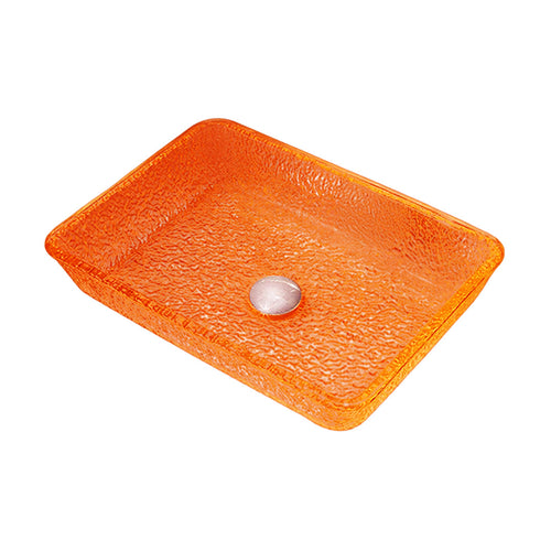 Drop Decorative Rectangular Glass Wash Basin Orange