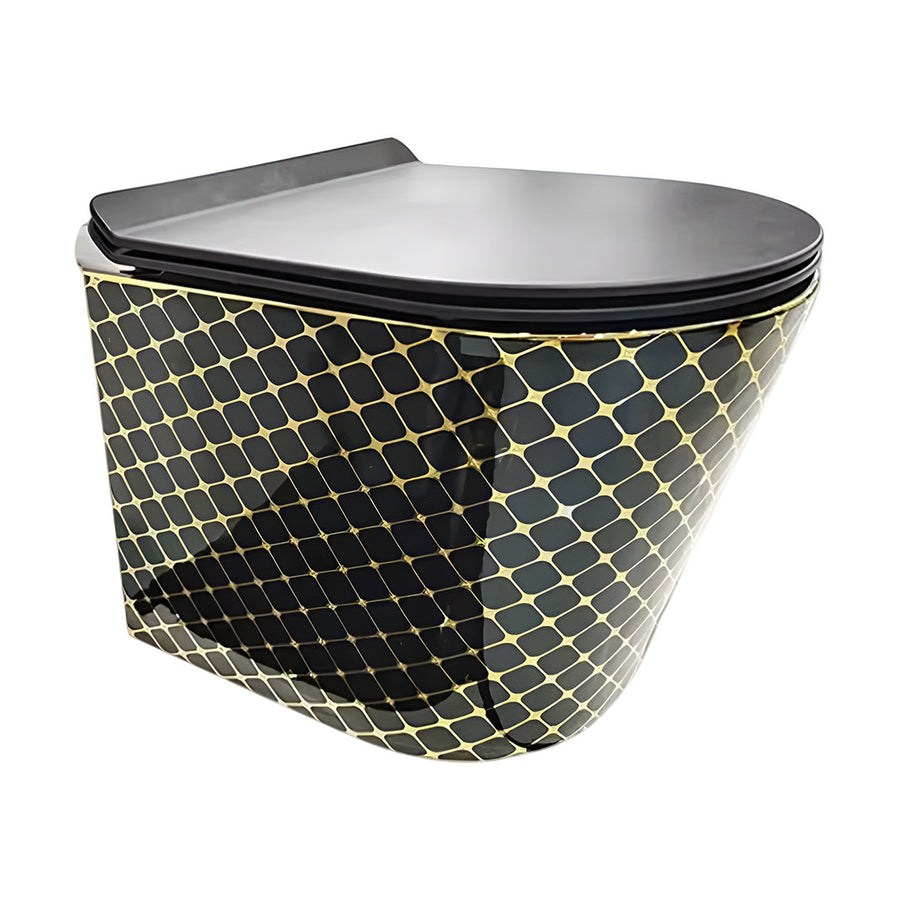 AS Wall-Mounted Decorative Toilet Black× Gold
