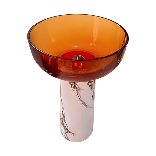 Drop Decorative Wash Basin White Marble × Brown