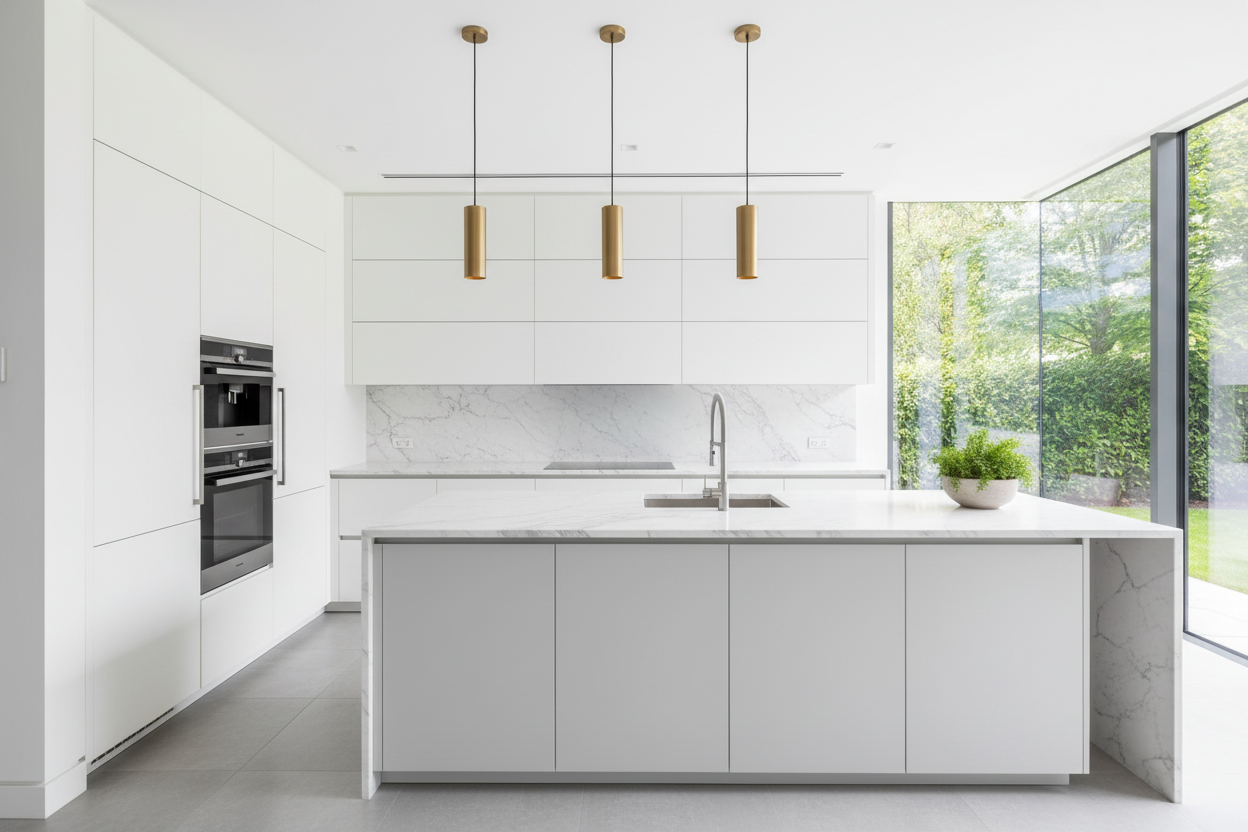 Handleless island kitchen
