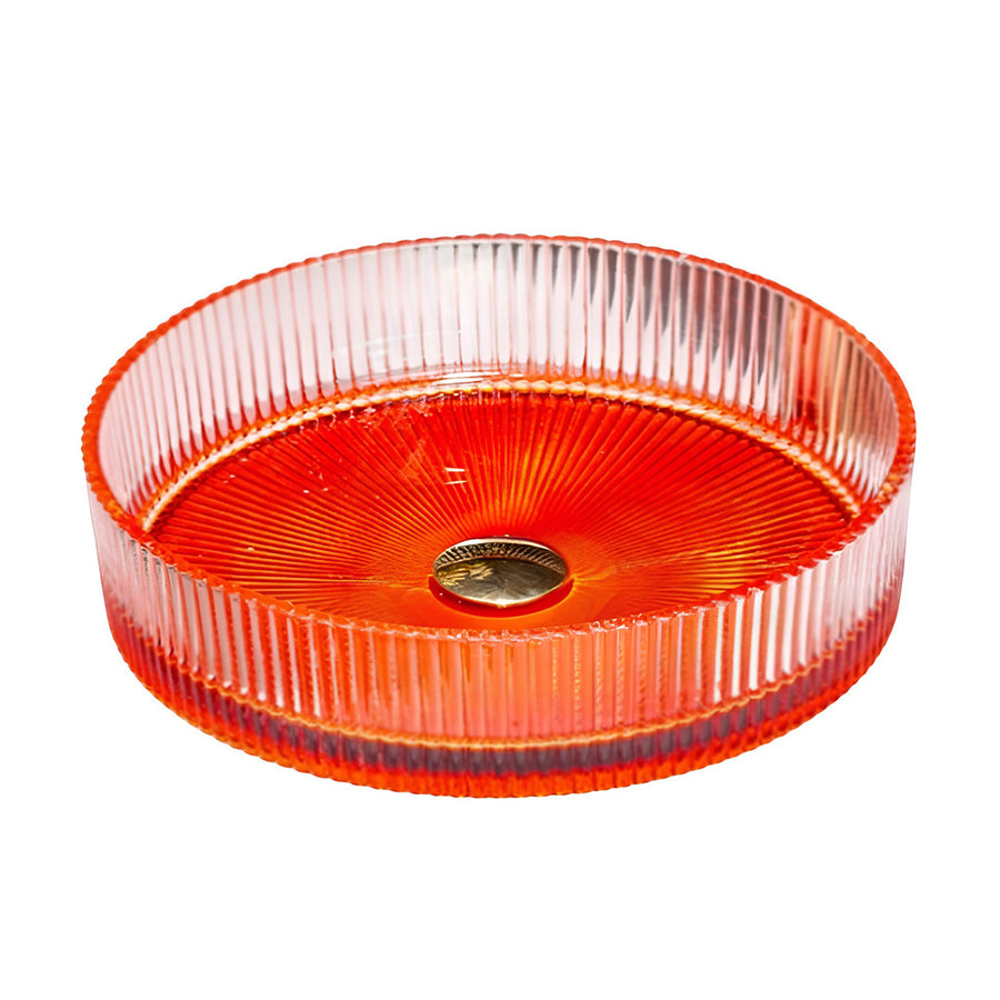 Drop Decorative Round Glass Wash Basin Orange