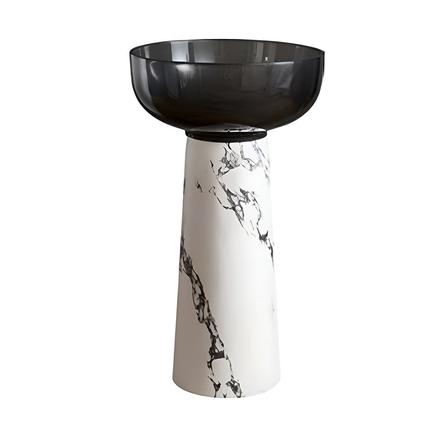 Drop Decorative Wash Basin White Marble × Black