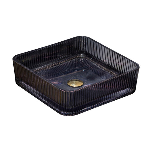 Drop Decorative Rectangular Glass Countertop Wash Basin Grey