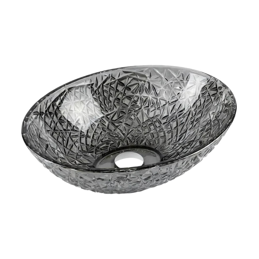 Drop Decorative Oval Glass Wash Basin Grey