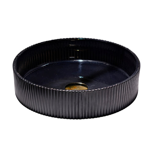 Drop Decorative Round Glass Wash Basin Black