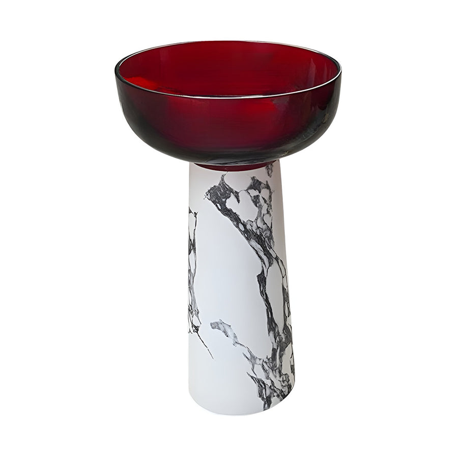 Drop Decorative Wash Basin White Marble × Red