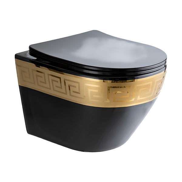 AS Wall-Mounted Decorative Toilet Black× Gold