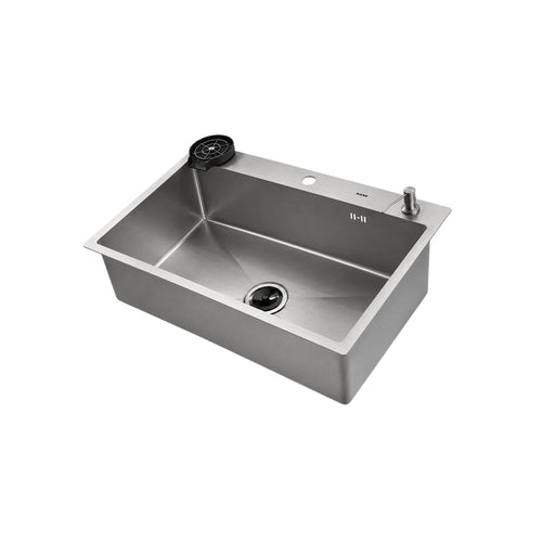 Hans Handmade Kitchen Sink 77 × 48 cm Stainless with Drain