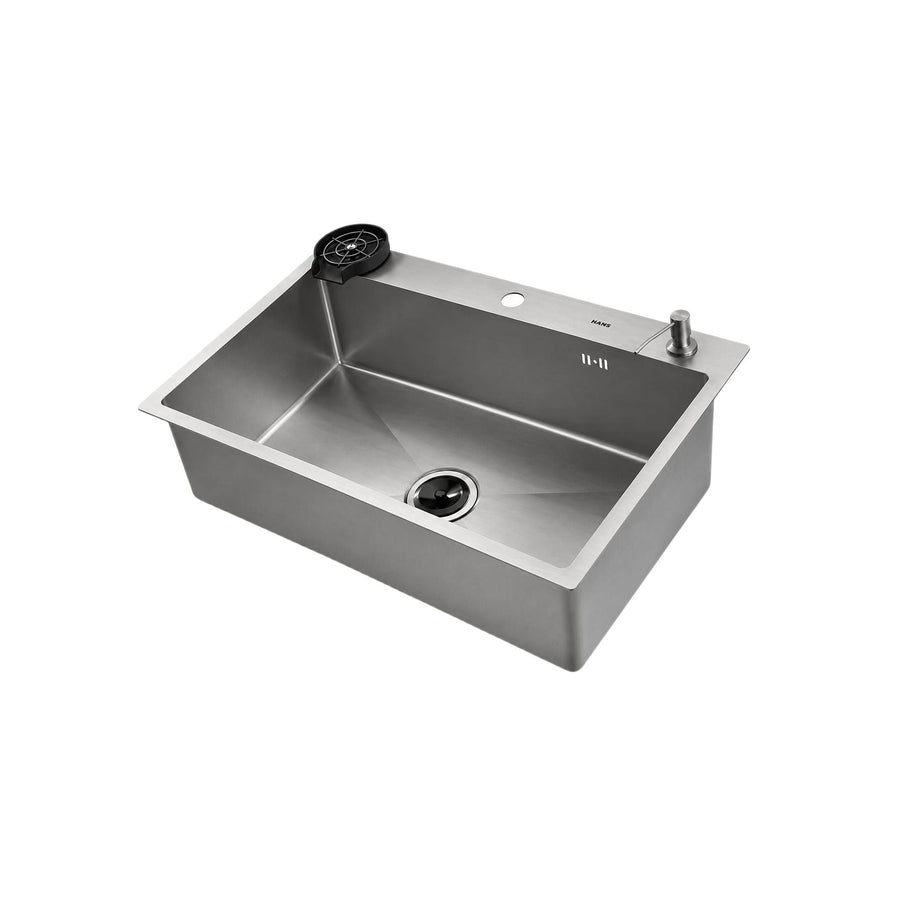 هانز Handmade Kitchen Sink 77 × 48 cm Stainless with Drain