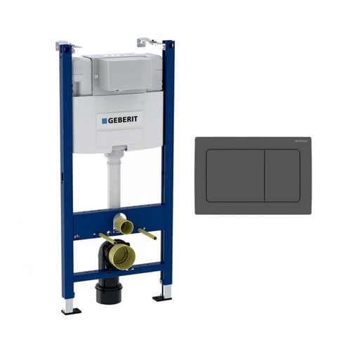 Geberit Alpha 01 Chassis Concealed Flush Tank with Flush Plate Matt Black