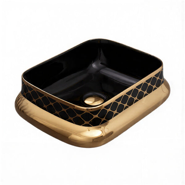 AS Decorative Bathroom Basin Black × Rose Gold