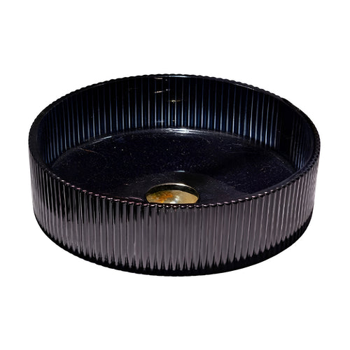 Drop Decorative Round Glass Wash Basin Black