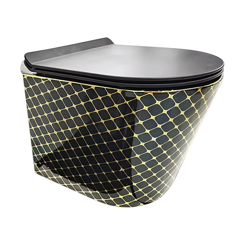 AS Wall-Mounted Decorative Toilet Black× Gold