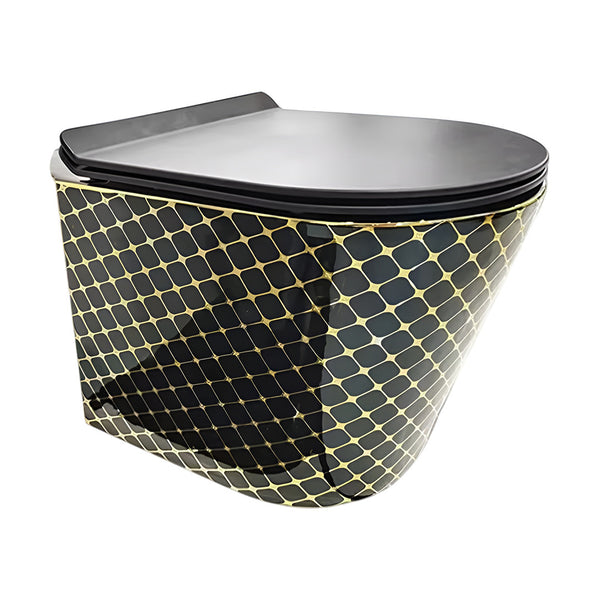 AS Wall-Mounted Decorative Toilet Black× Gold